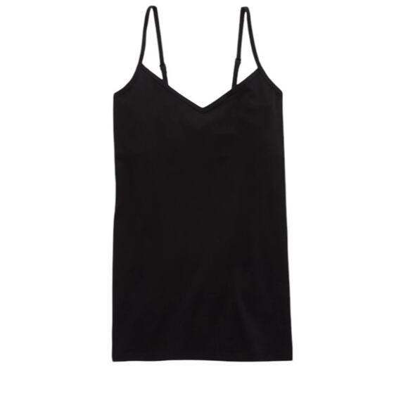 Aerie Black Ribbed V-Neck Tank Top Built-in Shelf Bra Cropped Summer Festival - Picture 3 of 13